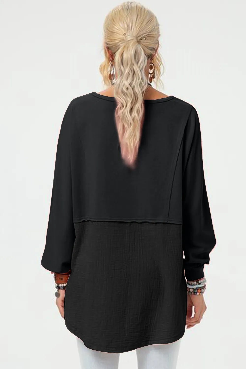 Double Take Full Size Long Sleeve High - Low T-Shirt - Grace & Grit Boutique