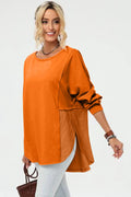 Double Take Full Size Long Sleeve High - Low T-Shirt - Grace & Grit Boutique