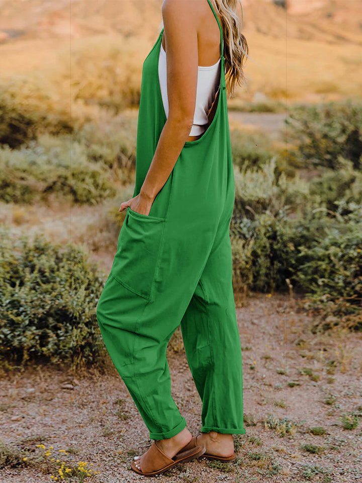 Double Take Full Size Sleeveless V - Neck Pocketed Jumpsuit - Grace & Grit Boutique