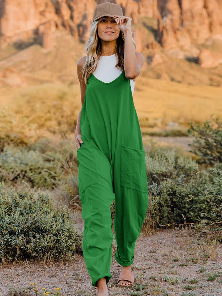 Double Take Full Size Sleeveless V-Neck Pocketed Jumpsuit by Trendsi