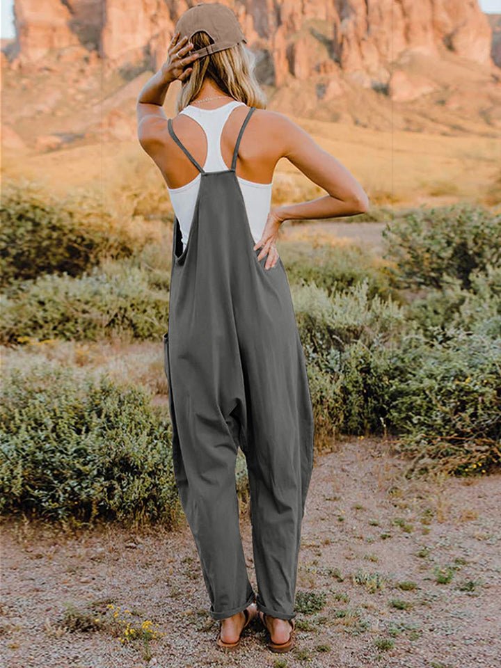 Double Take Full Size Sleeveless V - Neck Pocketed Jumpsuit - Grace & Grit Boutique