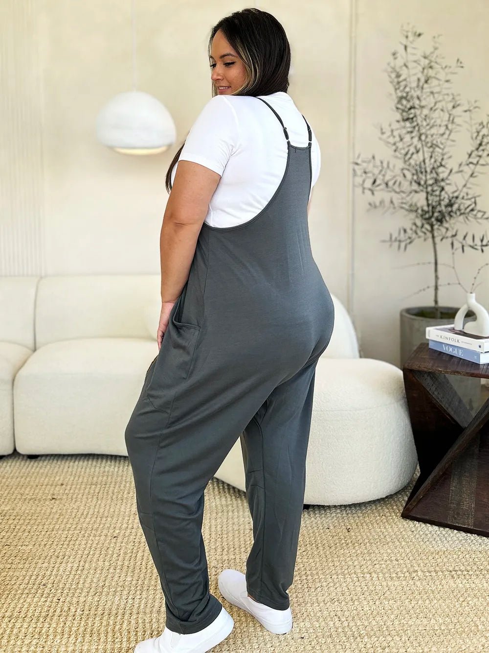 Double Take Full Size Sleeveless V - Neck Pocketed Jumpsuit - Grace & Grit Boutique