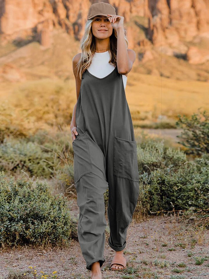 Double Take Full Size Sleeveless V-Neck Pocketed Jumpsuit by Trendsi