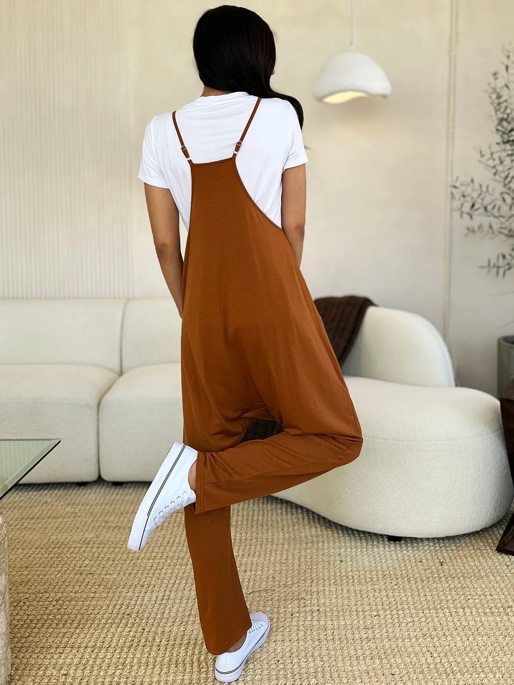 Double Take Full Size Sleeveless V - Neck Pocketed Jumpsuit - Grace & Grit Boutique