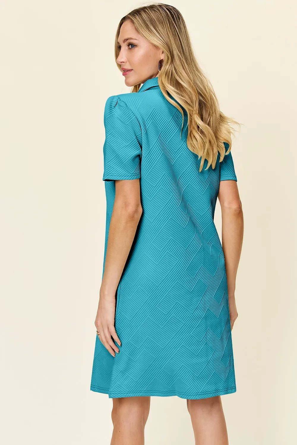 Double Take Full Size Texture Collared Neck Short Sleeve Dress - Grace & Grit Boutique