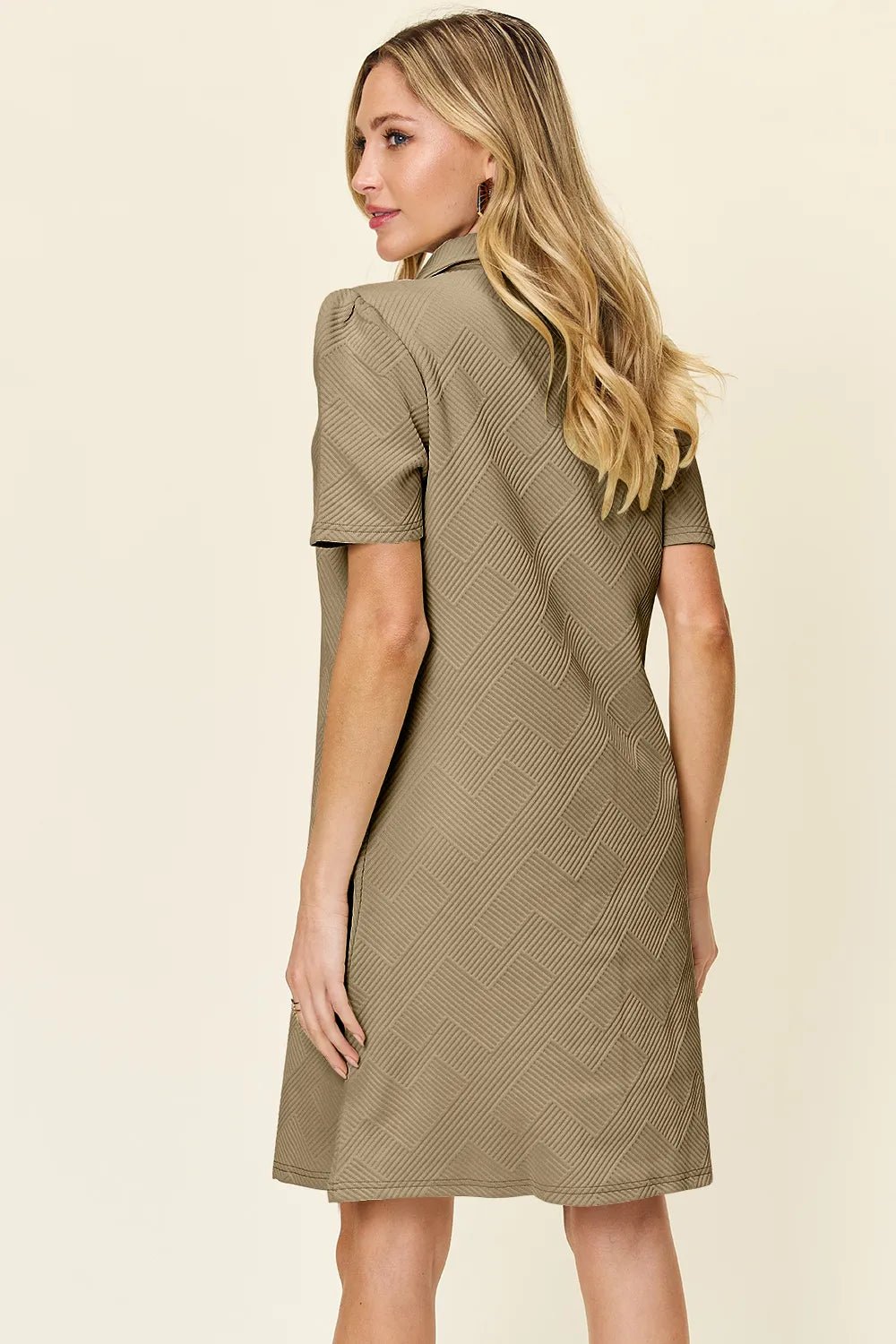 Double Take Full Size Texture Collared Neck Short Sleeve Dress - Grace & Grit Boutique