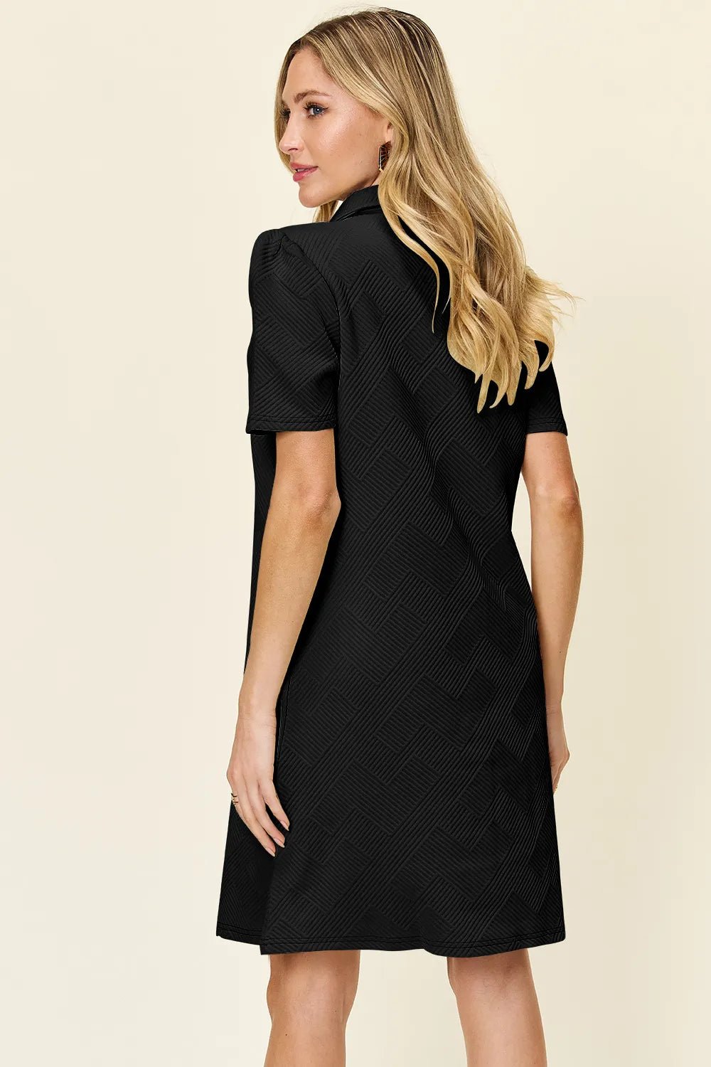 Double Take Full Size Texture Collared Neck Short Sleeve Dress - Grace & Grit Boutique