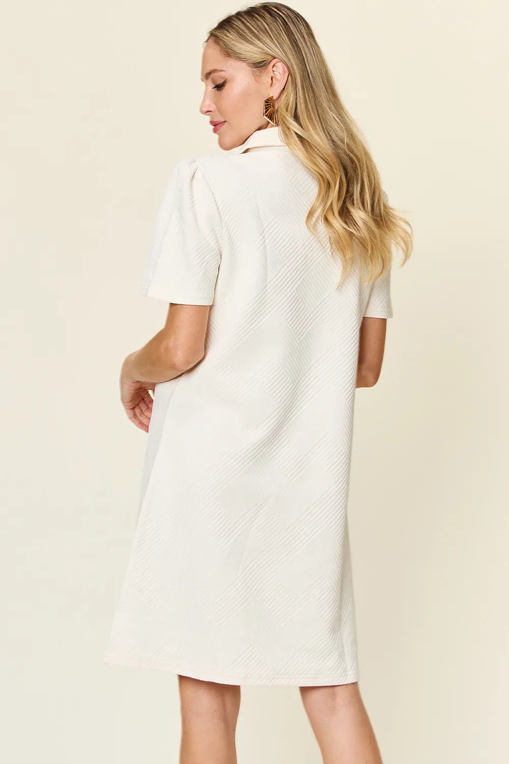 Double Take Full Size Texture Collared Neck Short Sleeve Dress - Grace & Grit Boutique
