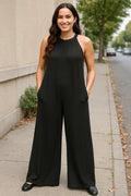 Double Take Full Size Tie Back Cutout Sleeveless Jumpsuit - Grace & Grit Boutique