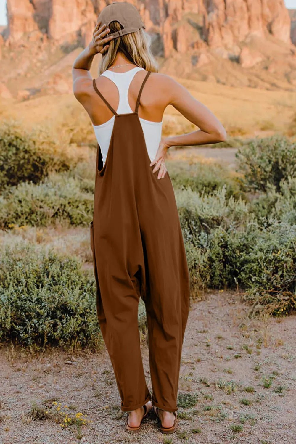 Double Take Full Size V - Neck Sleeveless Jumpsuit with Pockets - Grace & Grit Boutique
