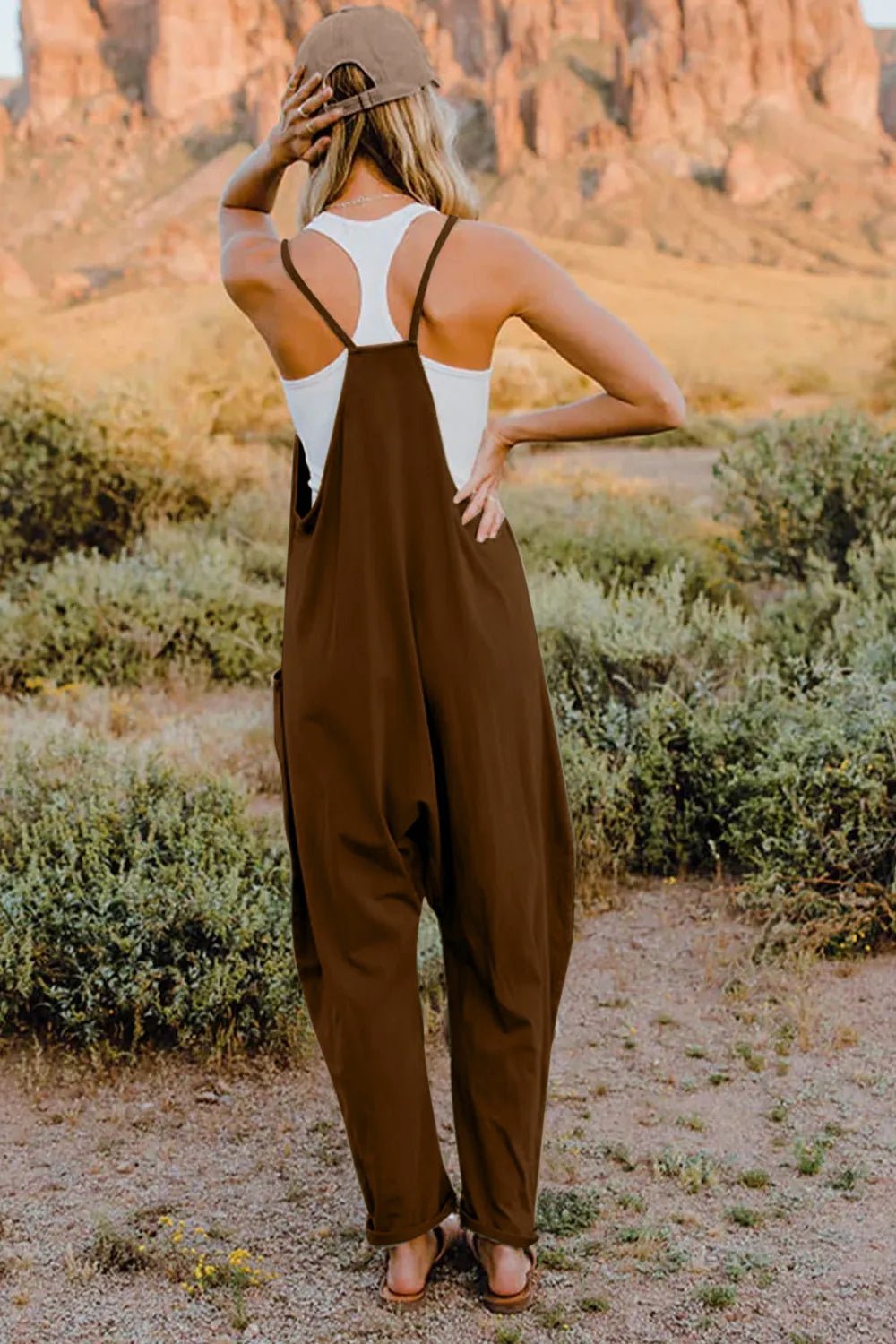 Double Take Full Size V - Neck Sleeveless Jumpsuit with Pockets - Grace & Grit Boutique