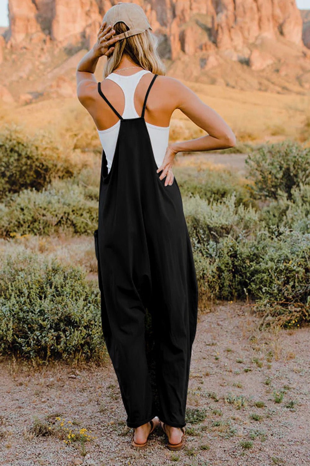 Double Take Full Size V - Neck Sleeveless Jumpsuit with Pockets - Grace & Grit Boutique