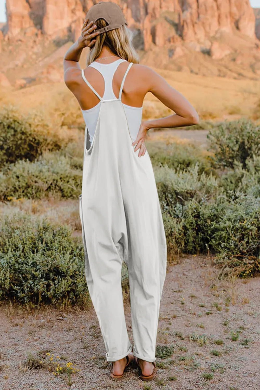 Double Take Full Size V - Neck Sleeveless Jumpsuit with Pockets - Grace & Grit Boutique