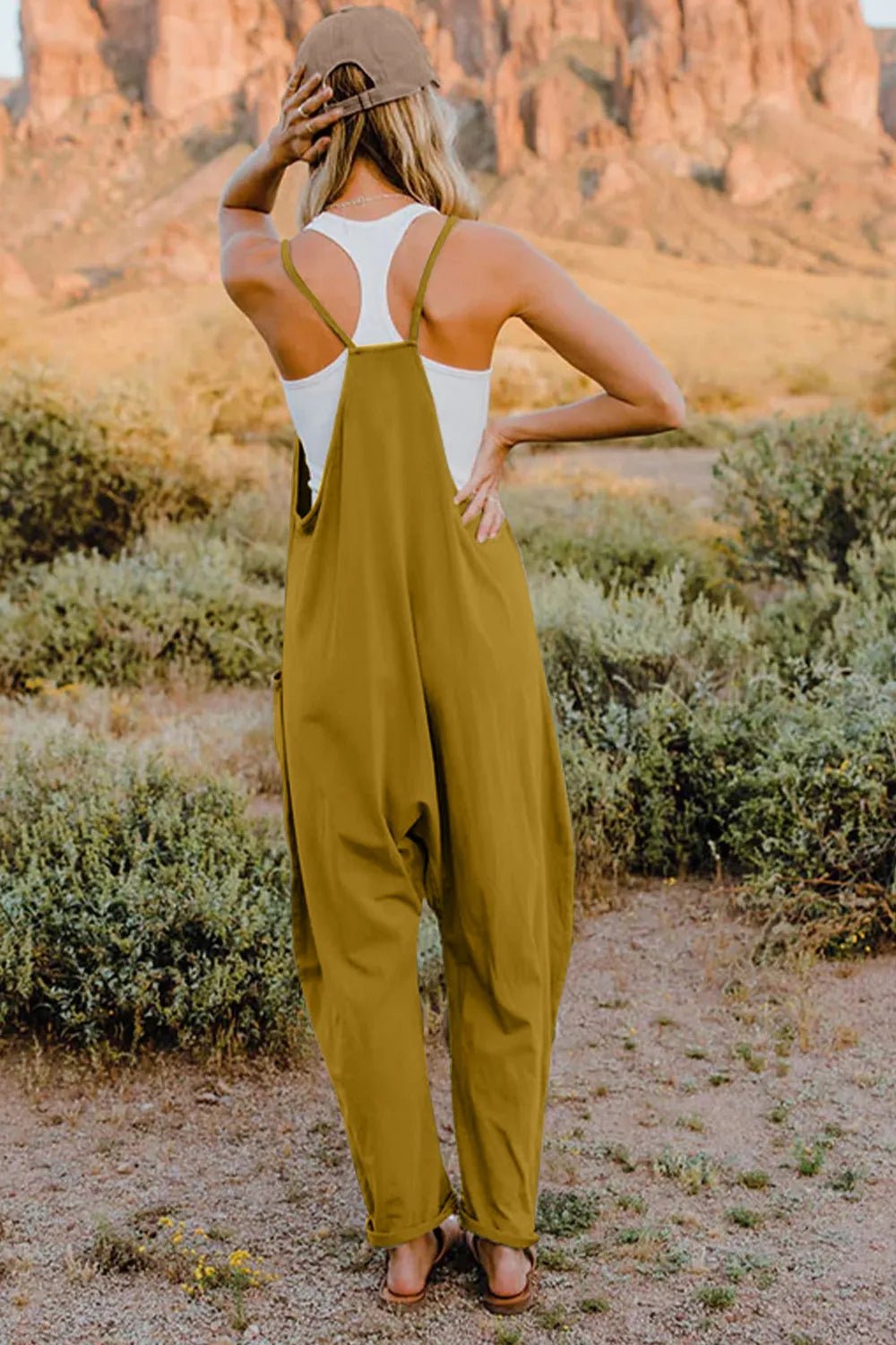 Double Take Full Size V - Neck Sleeveless Jumpsuit with Pockets - Grace & Grit Boutique