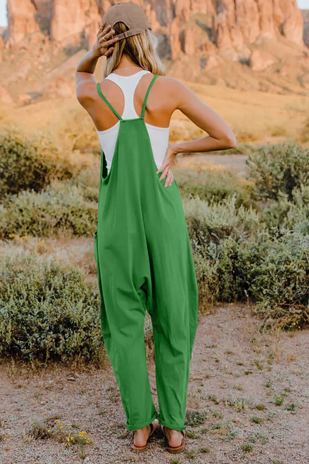 Double Take Full Size V - Neck Sleeveless Jumpsuit with Pockets - Grace & Grit Boutique