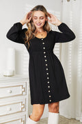 Double Take Scoop Neck Empire Waist Long Sleeve Magic Dress - Grace & Grit Boutique
