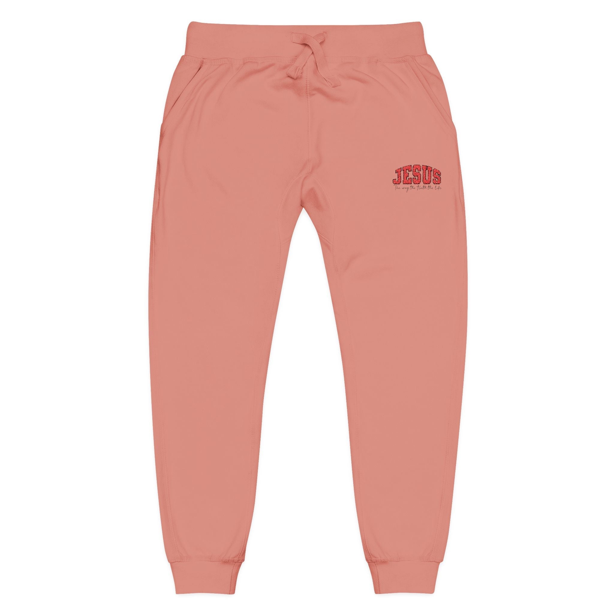 Embroidered 'JESUS' Fleece Sweatpants — Cozy Christian Joggers - Grace & Grit Boutique