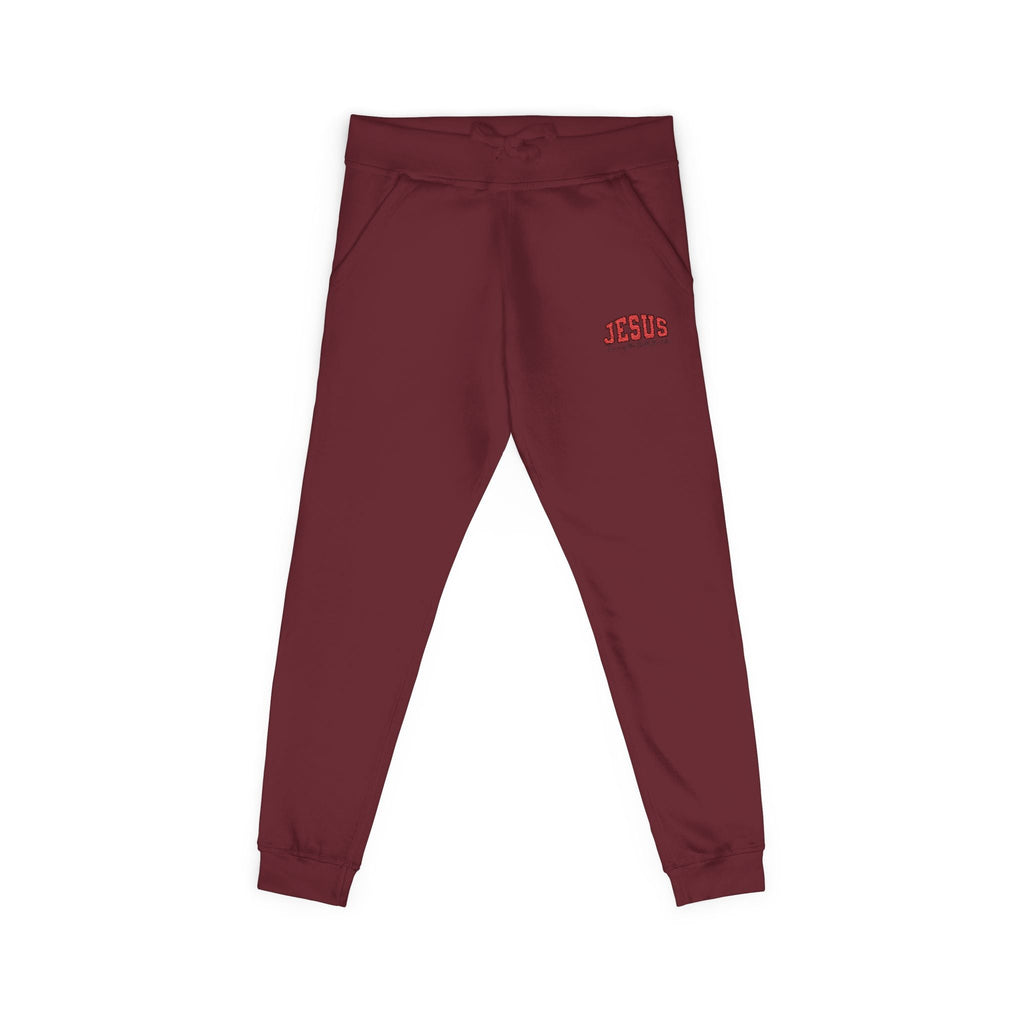 Embroidered 'JESUS' Fleece Sweatpants — Cozy Christian Joggers - Grace & Grit Boutique
