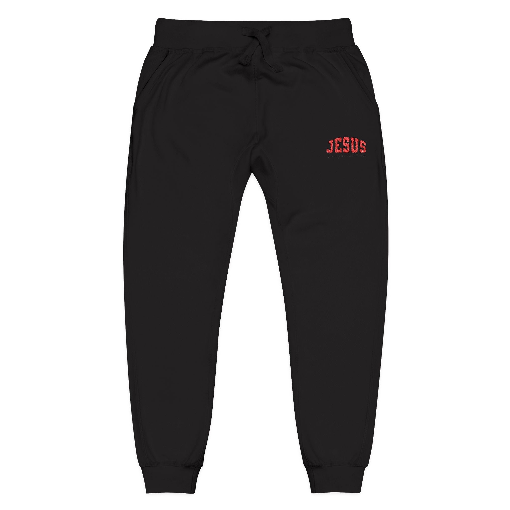 Embroidered 'JESUS' Fleece Sweatpants — Cozy Christian Joggers - Grace & Grit Boutique