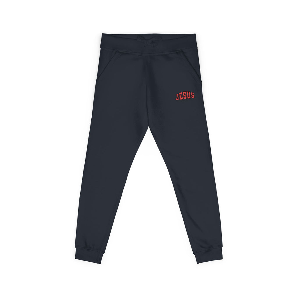 Embroidered 'JESUS' Fleece Sweatpants — Cozy Christian Joggers - Grace & Grit Boutique