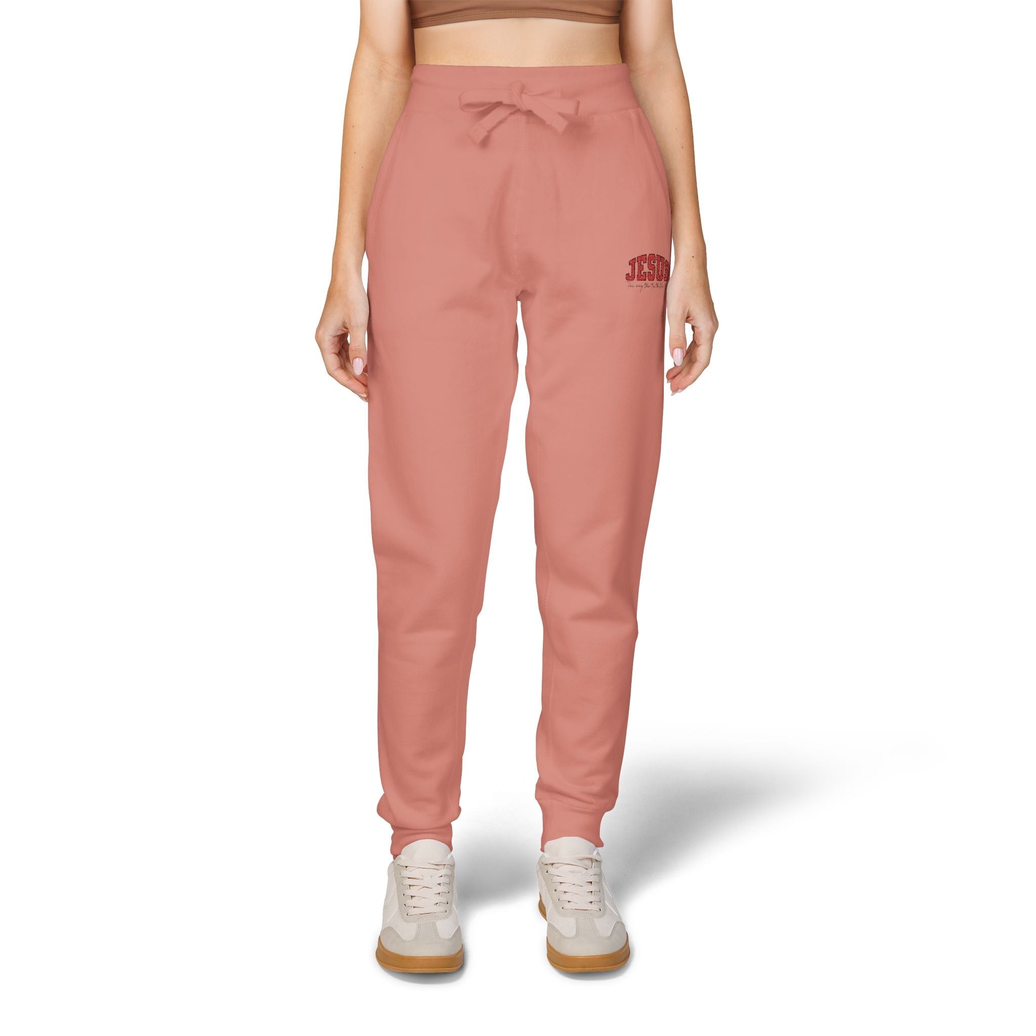Embroidered 'JESUS' Fleece Sweatpants — Cozy Christian Joggers - Grace & Grit Boutique