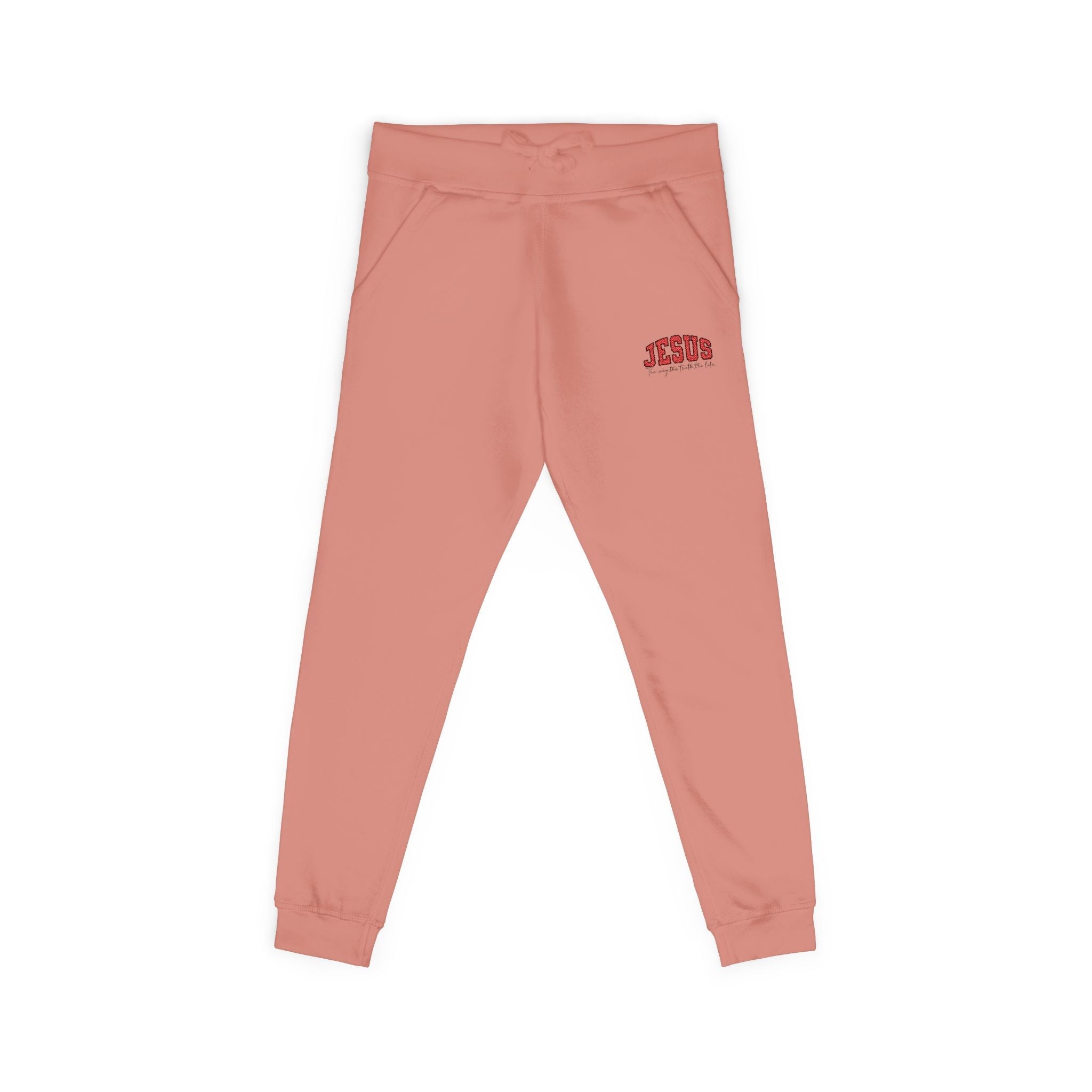 Embroidered 'JESUS' Fleece Sweatpants — Cozy Christian Joggers - Grace & Grit Boutique