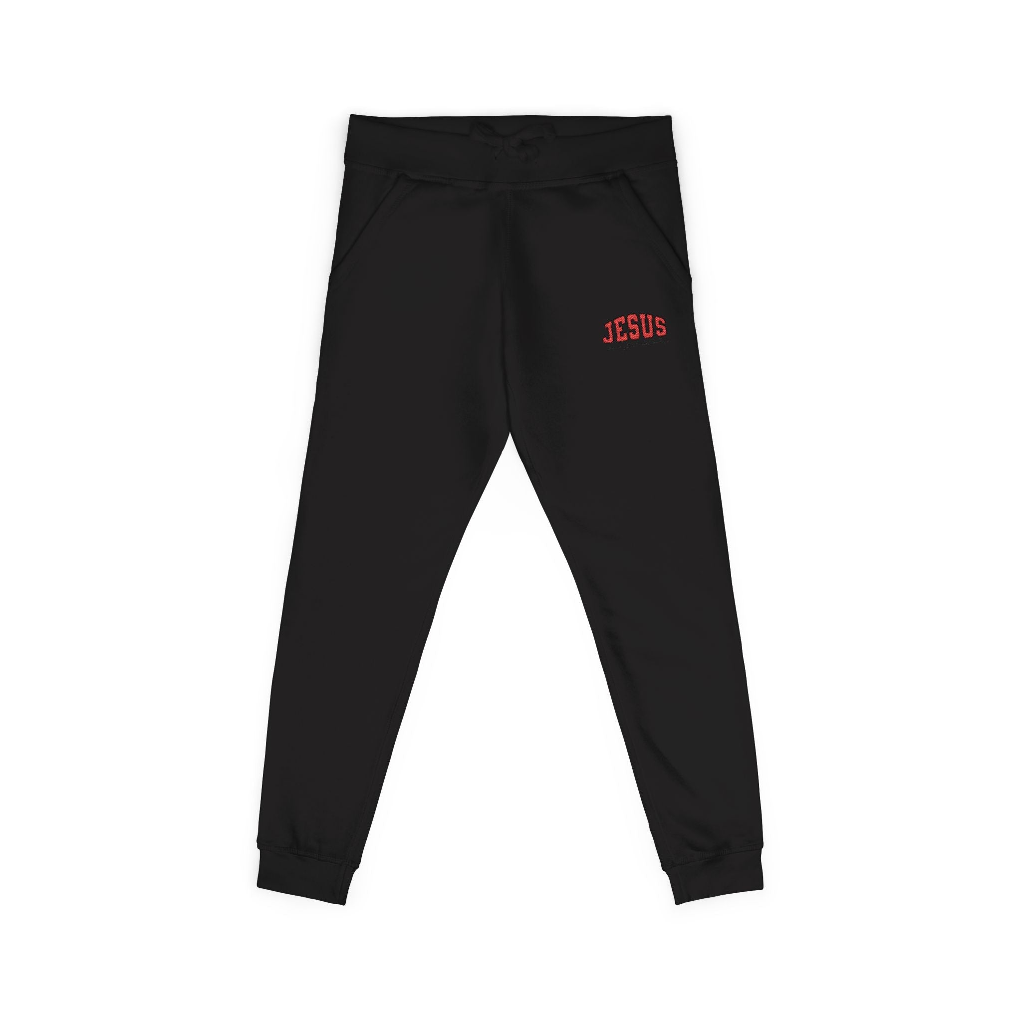Embroidered 'JESUS' Fleece Sweatpants — Cozy Christian Joggers - Grace & Grit Boutique
