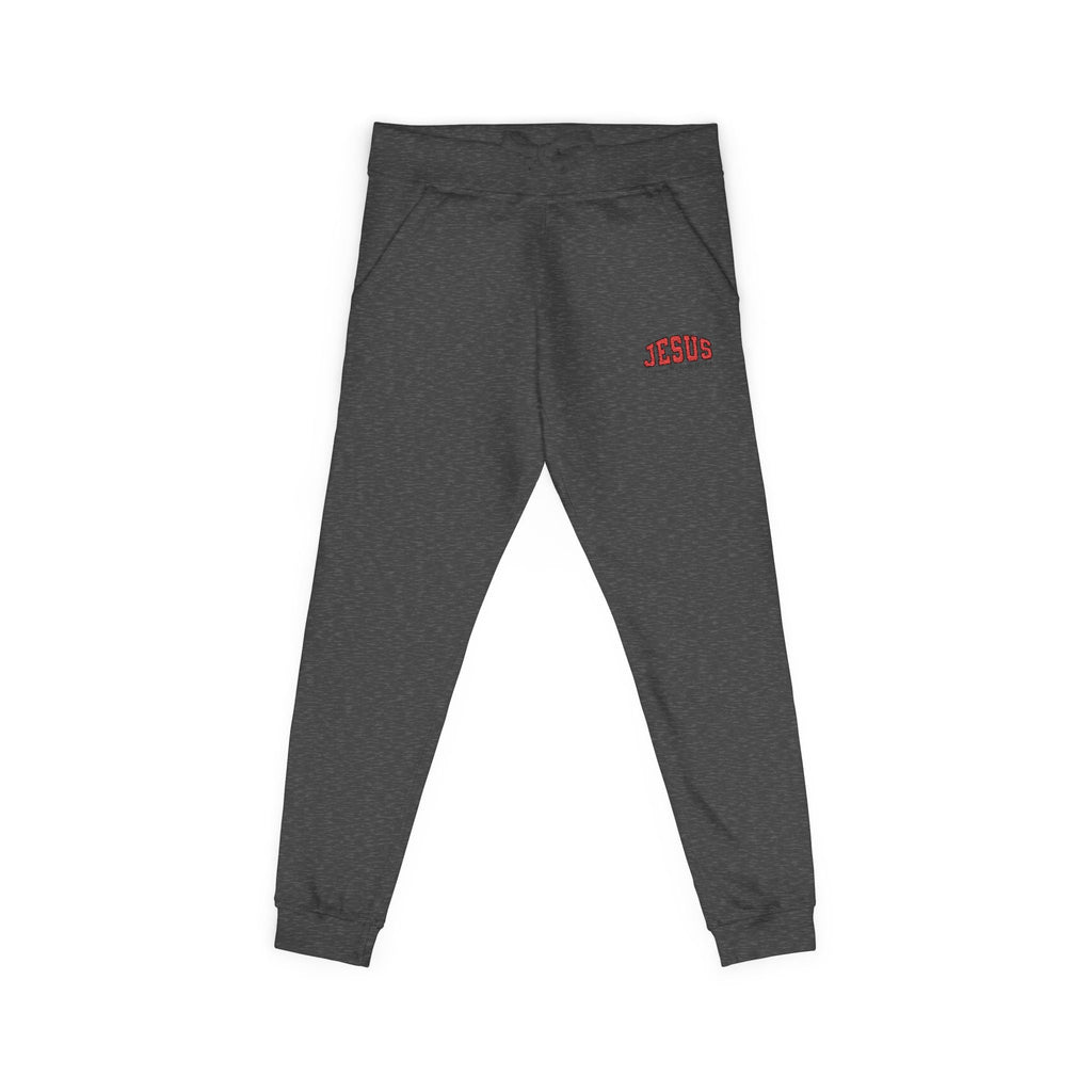 Embroidered 'JESUS' Fleece Sweatpants — Cozy Christian Joggers - Grace & Grit Boutique