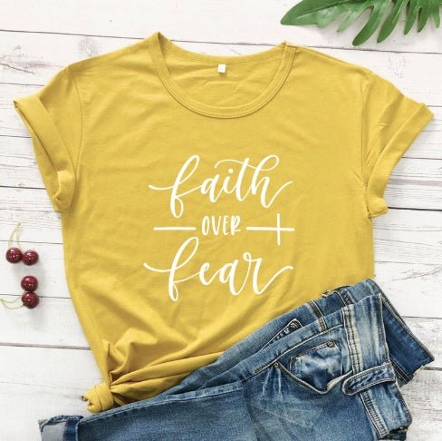 Faith Over Fear Christian T-Shirt Religion Clothing For Women Faith Shirt by Grace & Grit