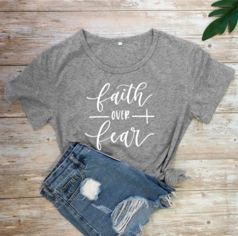 Faith Over Fear Christian T-Shirt Religion Clothing For Women Faith Shirt by Grace & Grit