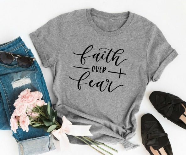 Faith Over Fear Christian T-Shirt Religion Clothing For Women Faith Shirt by Grace & Grit