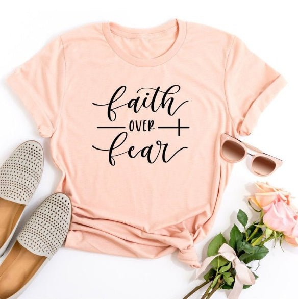 Faith Over Fear Christian T-Shirt Religion Clothing For Women Faith Shirt by Grace & Grit