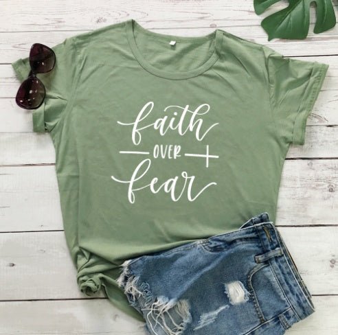 Faith Over Fear Christian T-Shirt Religion Clothing For Women Faith Shirt by Grace & Grit
