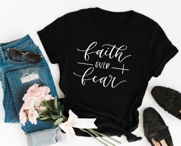 Faith Over Fear Christian T-Shirt Religion Clothing For Women Faith Shirt - Grace & Grit Boutique