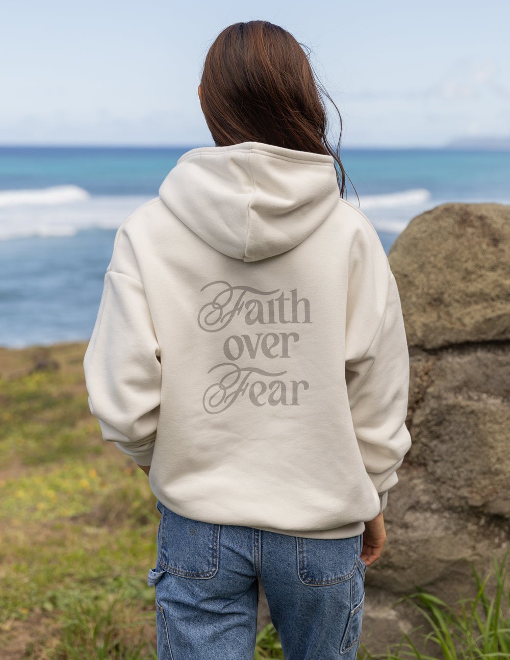 Faith Over Fear Taupe Unisex Hoodie - Grace & Grit Boutique