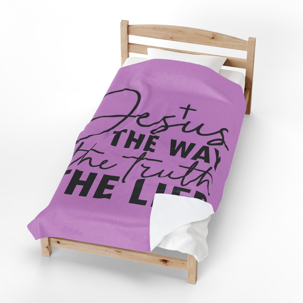 Faith Velveteen Plush Blanket — "Jesus The Way The Truth The Life" Throw - Grace & Grit Boutique