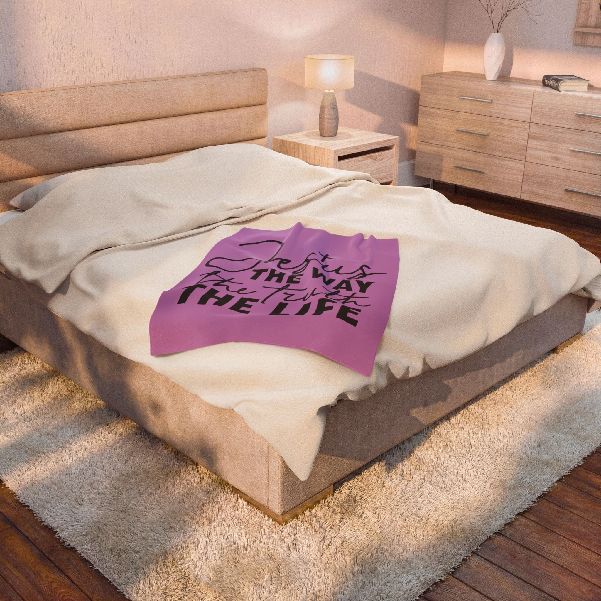 Faith Velveteen Plush Blanket — "Jesus The Way The Truth The Life" Throw - Grace & Grit Boutique