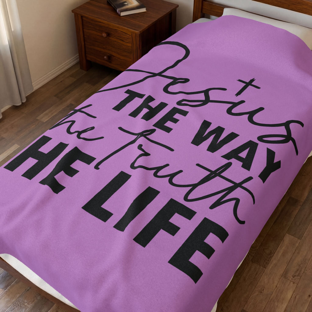 Faith Velveteen Plush Blanket — "Jesus The Way The Truth The Life" Throw - Grace & Grit Boutique