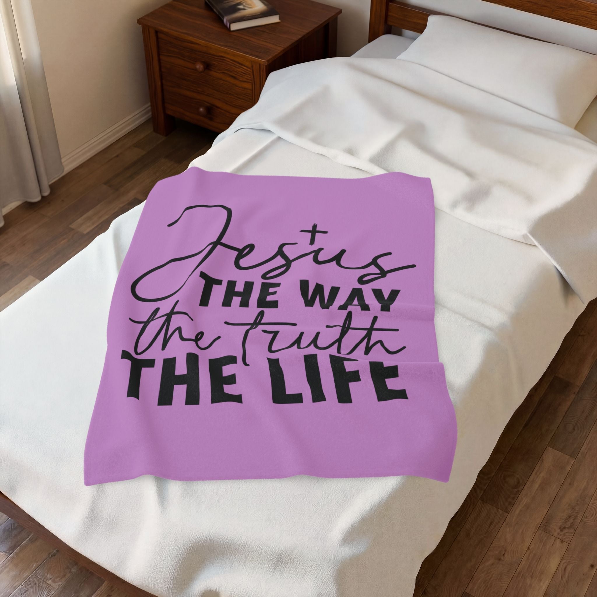 Faith Velveteen Plush Blanket — "Jesus The Way The Truth The Life" Throw - Grace & Grit Boutique