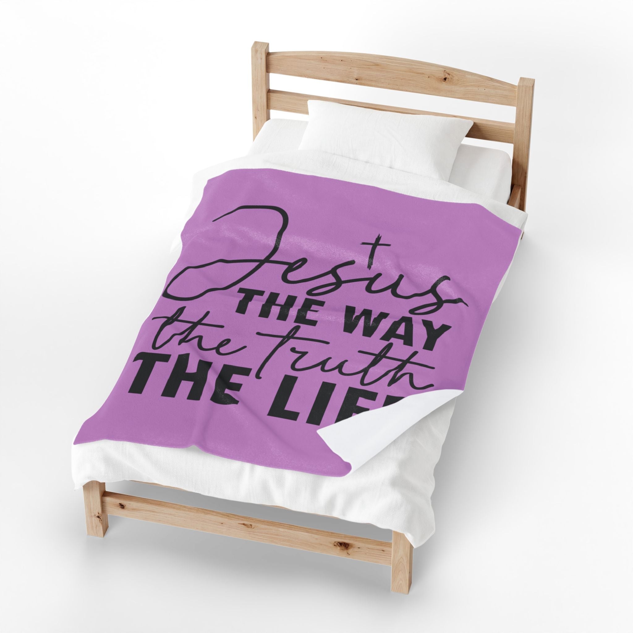 Faith Velveteen Plush Blanket — "Jesus The Way The Truth The Life" Throw by Printify
