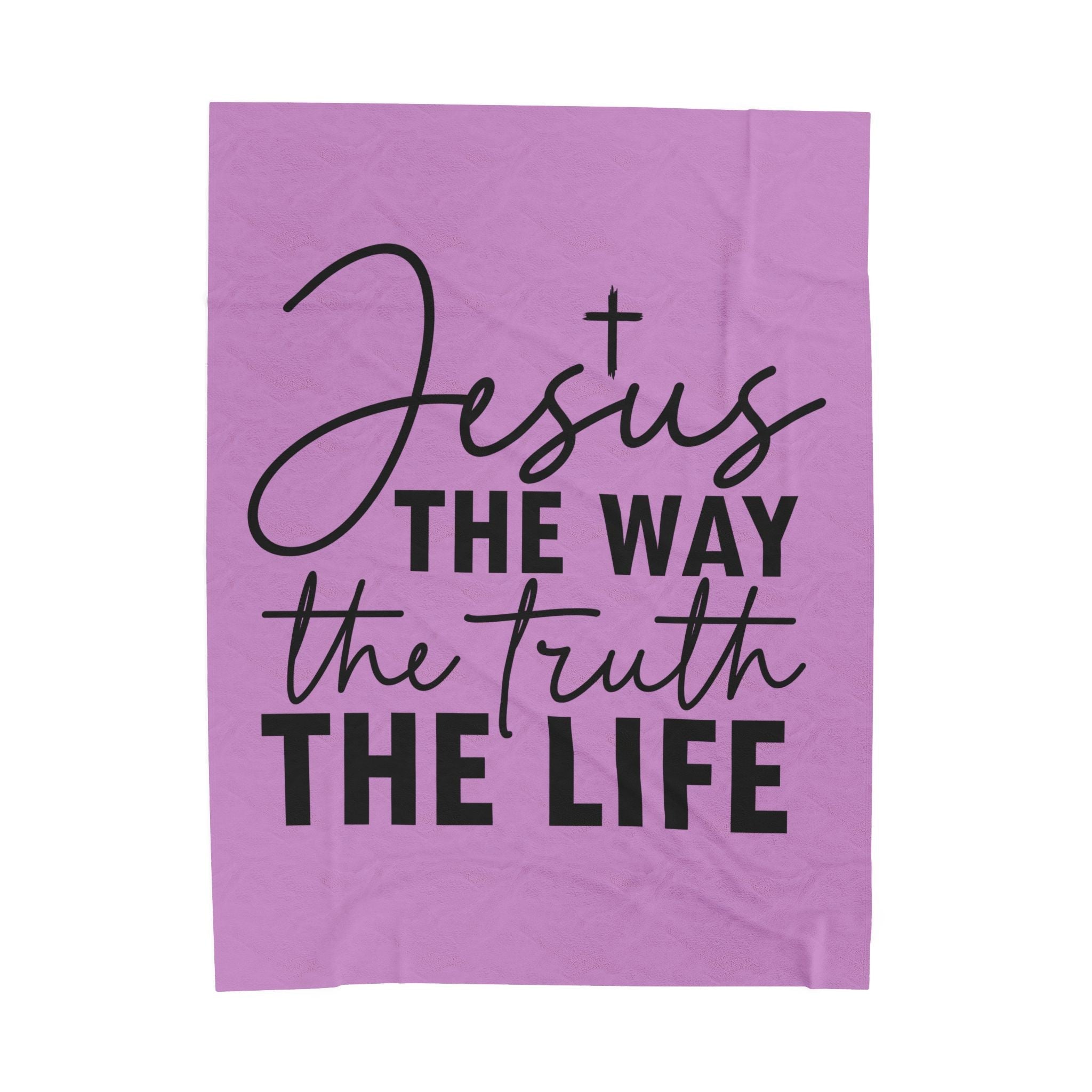 Faith Velveteen Plush Blanket — "Jesus The Way The Truth The Life" Throw by Printify