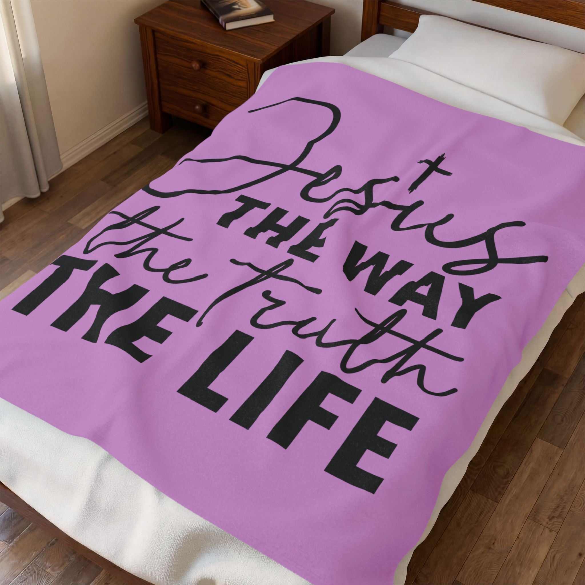 Faith Velveteen Plush Blanket — "Jesus The Way The Truth The Life" Throw - Grace & Grit Boutique