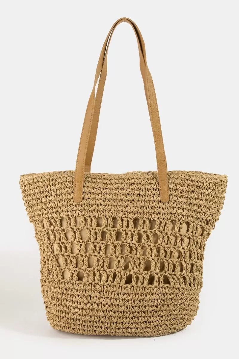 Fame Intricate Straw Braided Large Tote Bag - Grace & Grit Boutique