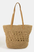 Fame Intricate Straw Braided Large Tote Bag - Grace & Grit Boutique