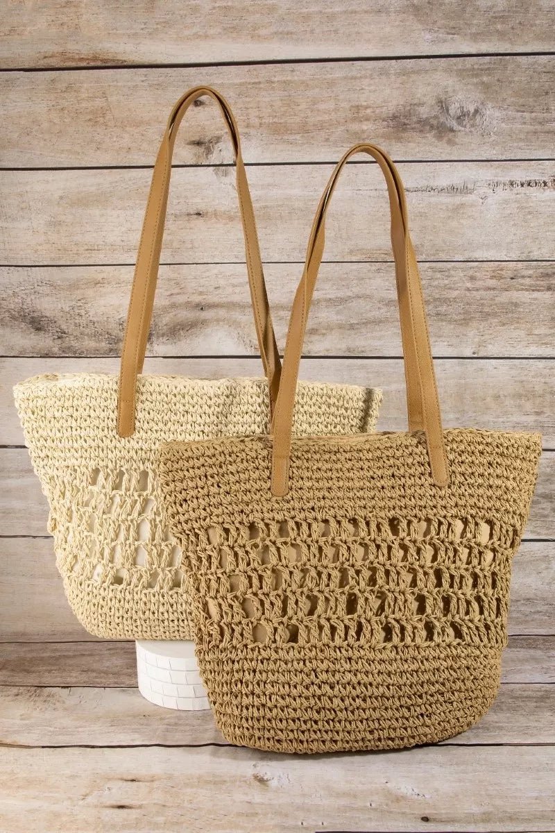 Fame Intricate Straw Braided Large Tote Bag - Grace & Grit Boutique