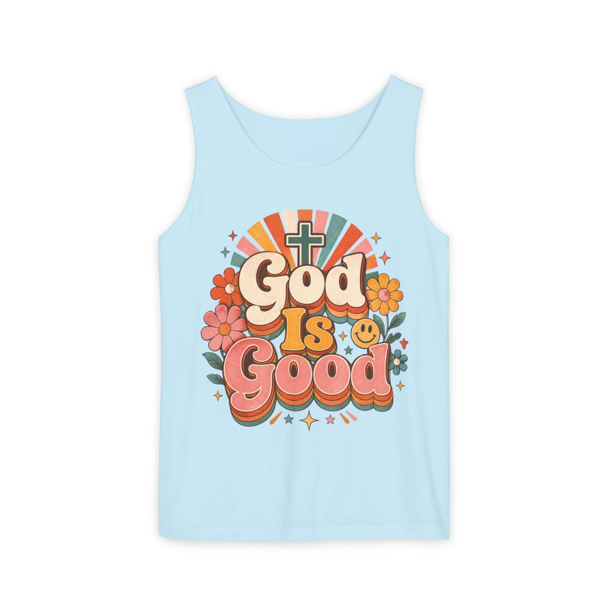 Floral Christian Tank Top - God Is Good Tee for Faith Wear by Printify