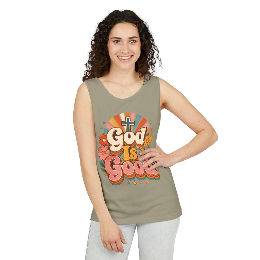 Floral Christian Tank Top - God Is Good Tee for Faith Wear - Grace & Grit Boutique
