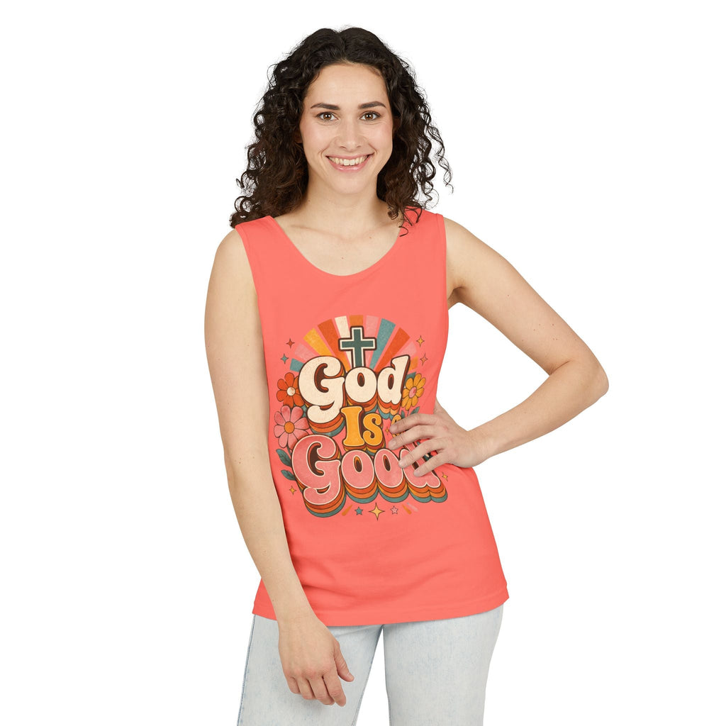 Floral Christian Tank Top - God Is Good Tee for Faith Wear - Grace & Grit Boutique