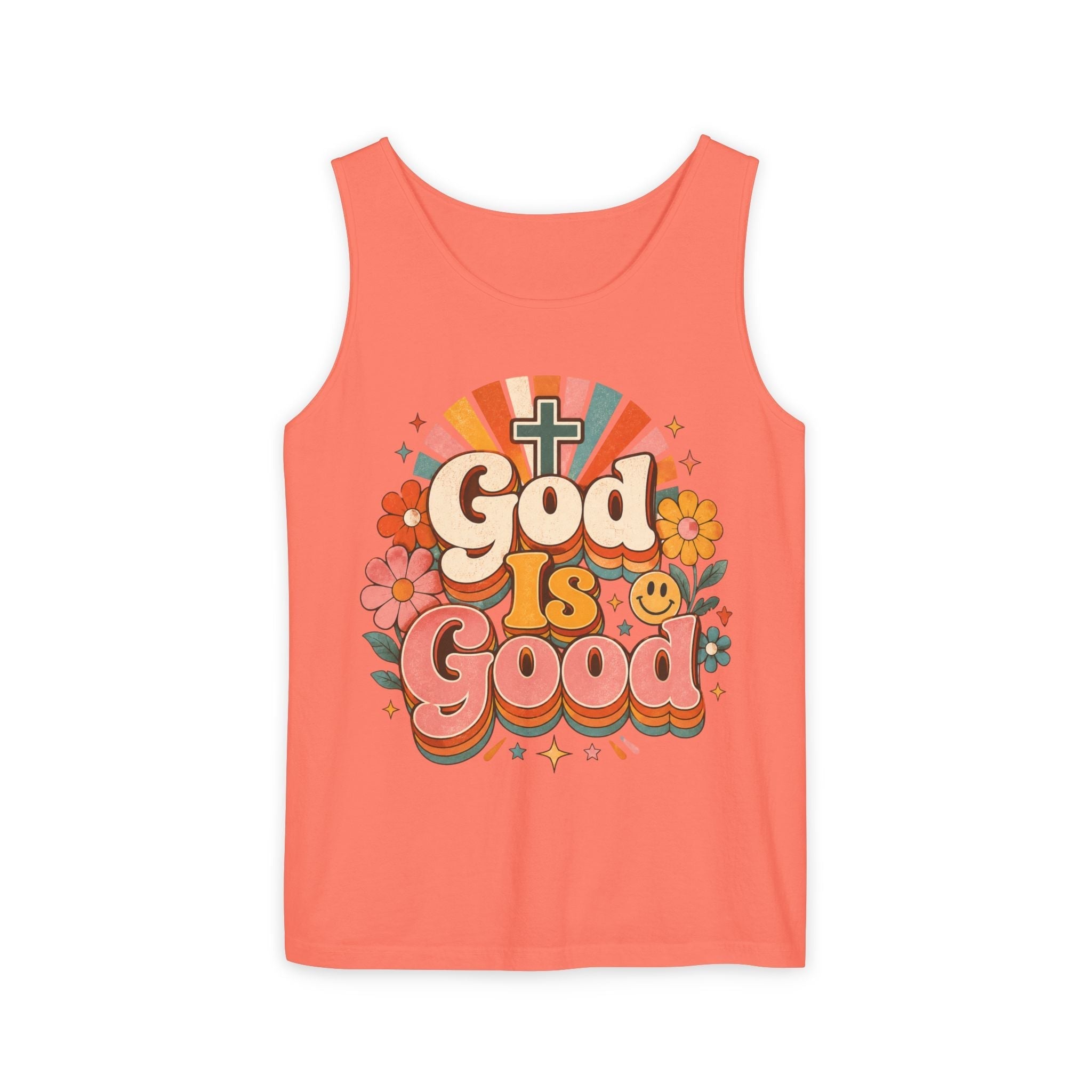Floral Christian Tank Top - God Is Good Tee for Faith Wear by Printify