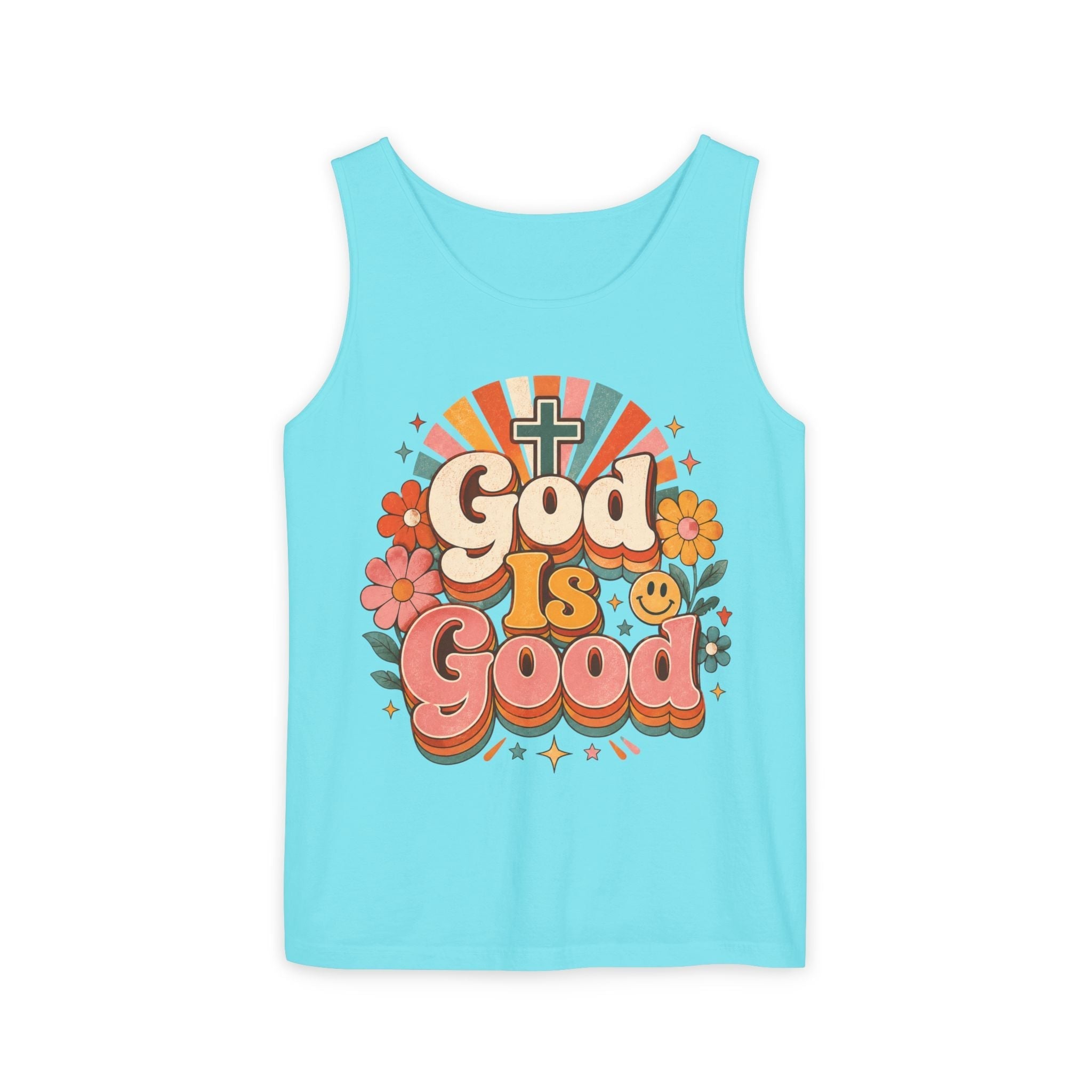Floral Christian Tank Top - God Is Good Tee for Faith Wear by Printify